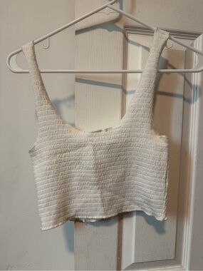 Forever 21 White Textured Cropped Tank Cami